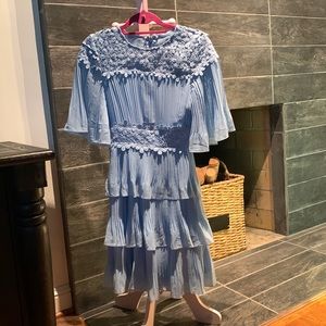 Lulu’s blue, ruffled, floral, sleeve dress, XS